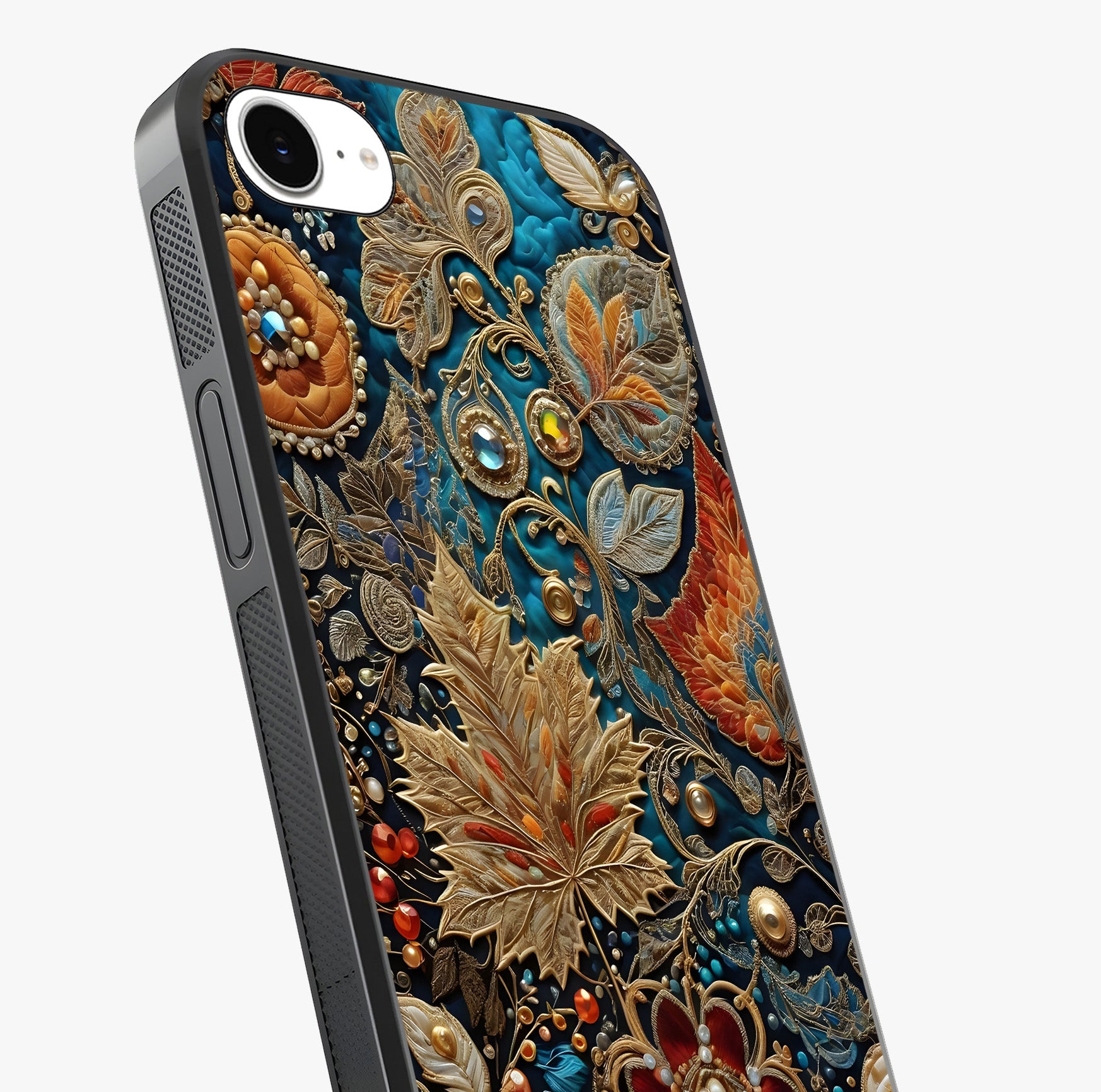 Royal Jewel Garden Glass Case captured at a warm angle highlighting gloss, texture and premium glass finish.