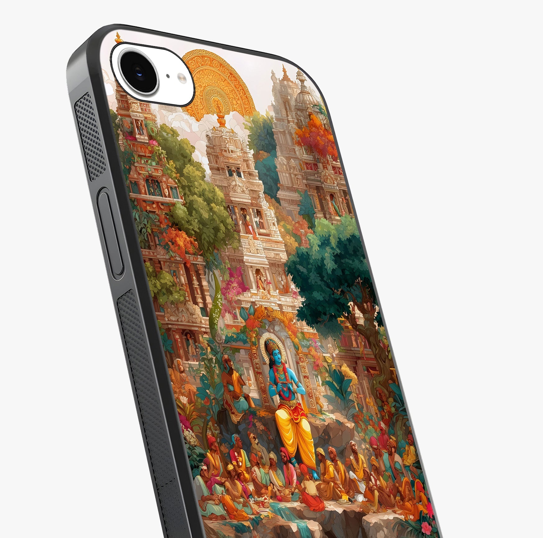Sacred Sunlight Gods Glass Case captured at a warm angle highlighting gloss, texture and premium glass finish.