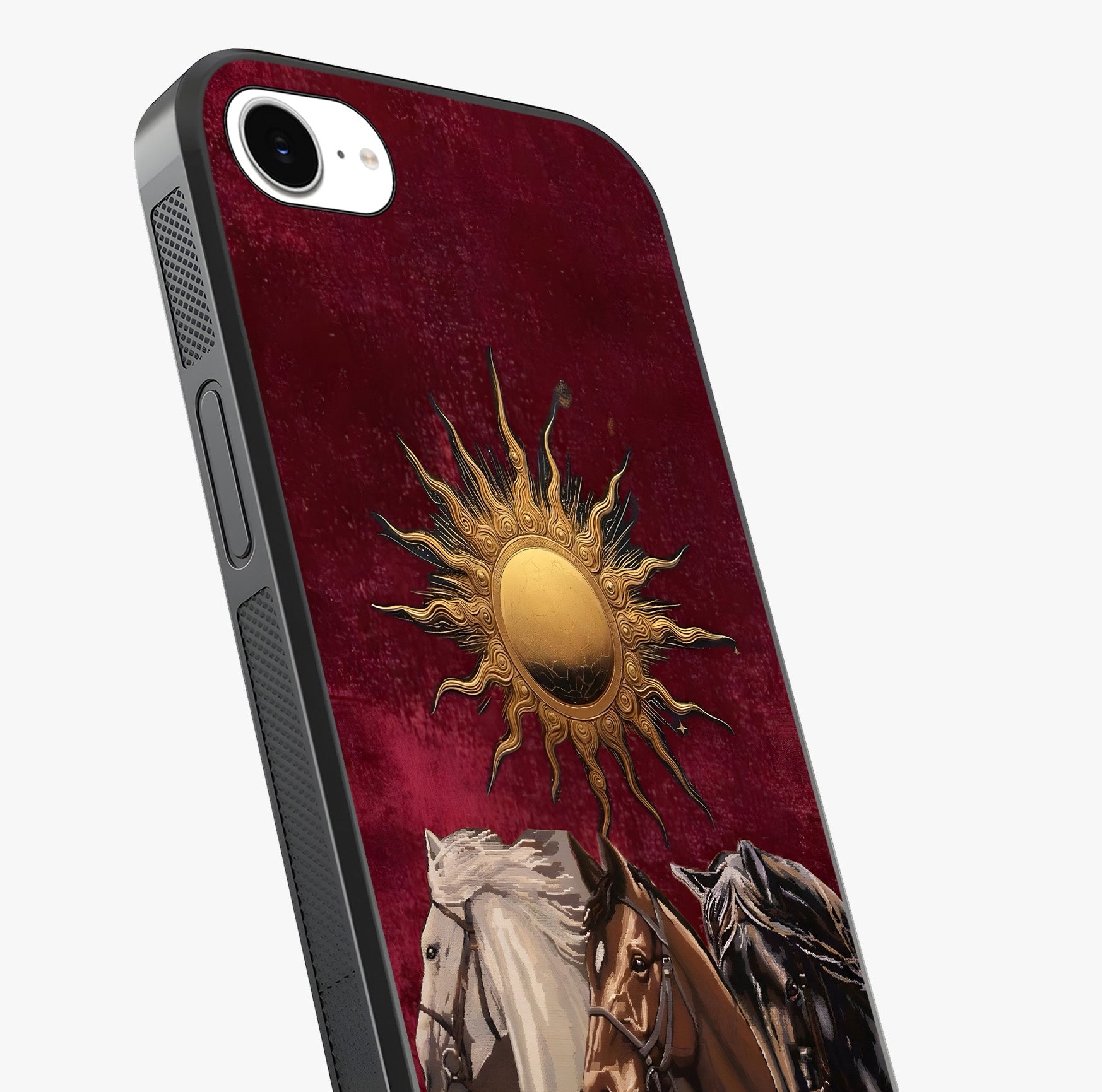 Solar Riders Glass Case captured at a warm angle highlighting gloss, texture and premium glass finish.