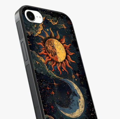 Sun And Moon Magic Design Glass Case captured at a warm angle highlighting gloss, texture and premium glass finish.