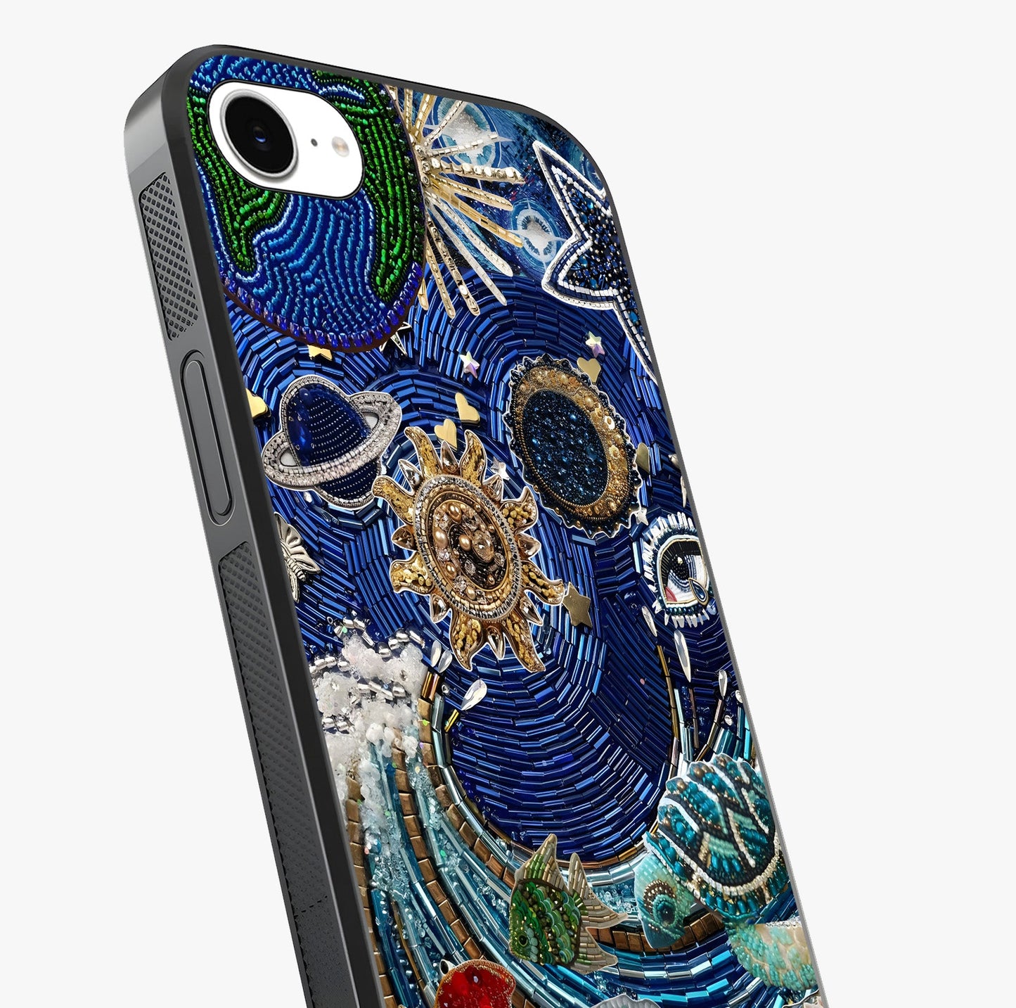 Universe Underwater Spark Glass Case captured at a warm angle highlighting gloss, texture and premium glass finish.