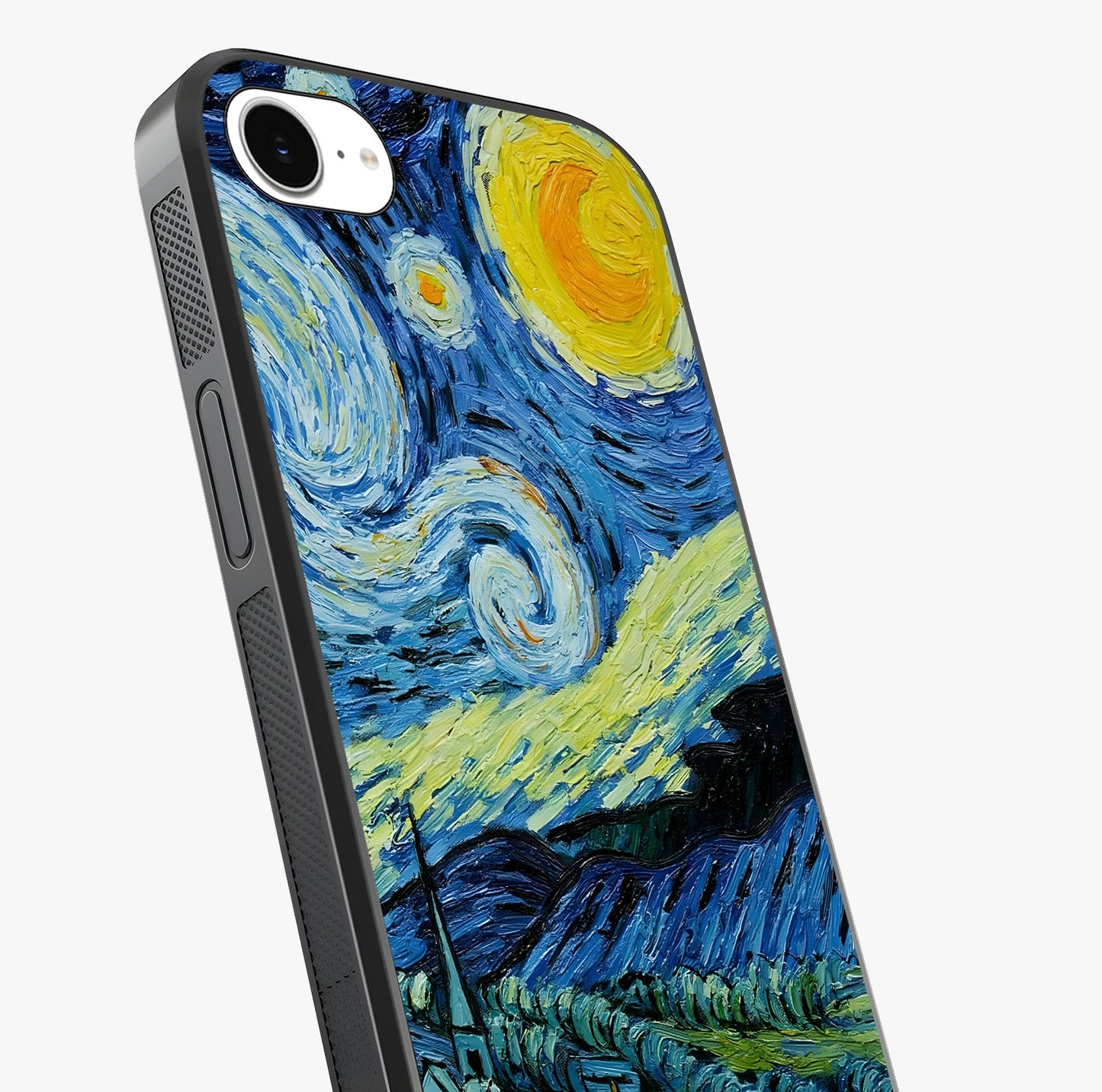 Van Gogh Art Glass Case captured at a warm angle highlighting gloss, texture and premium glass finish.