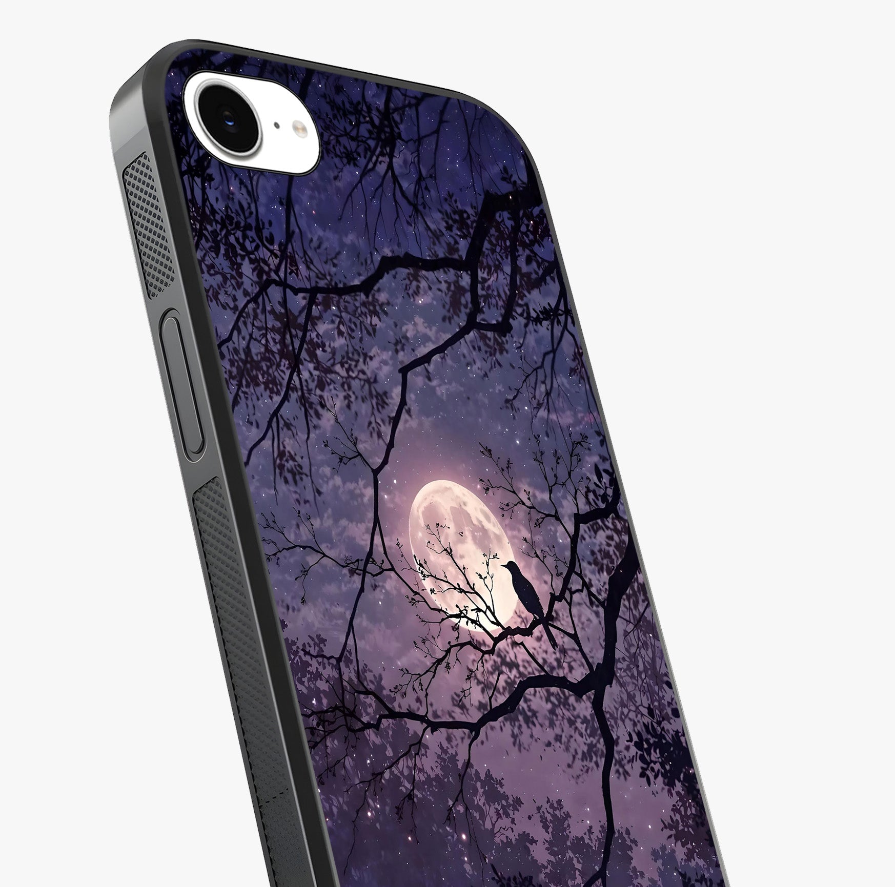 Whispering Moon Silence Glass Case captured at a warm angle highlighting gloss, texture and premium glass finish.