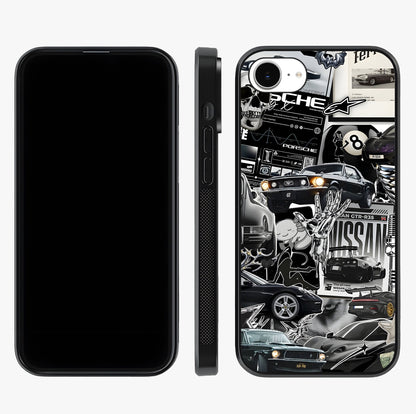 Aesthetic Dark Love Glass Case displayed upright for full design visibility and premium finish.