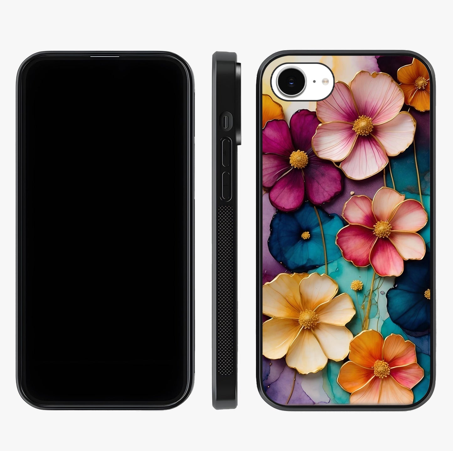 Artlyn Grace Flower Pattern Glass Case displayed upright for full design visibility and premium finish.
