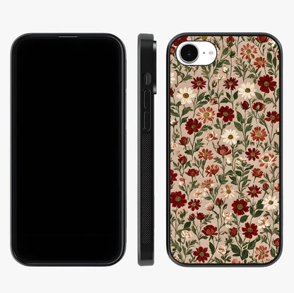 Biege Flower With Leaf Glass Case displayed upright for full design visibility and premium finish.