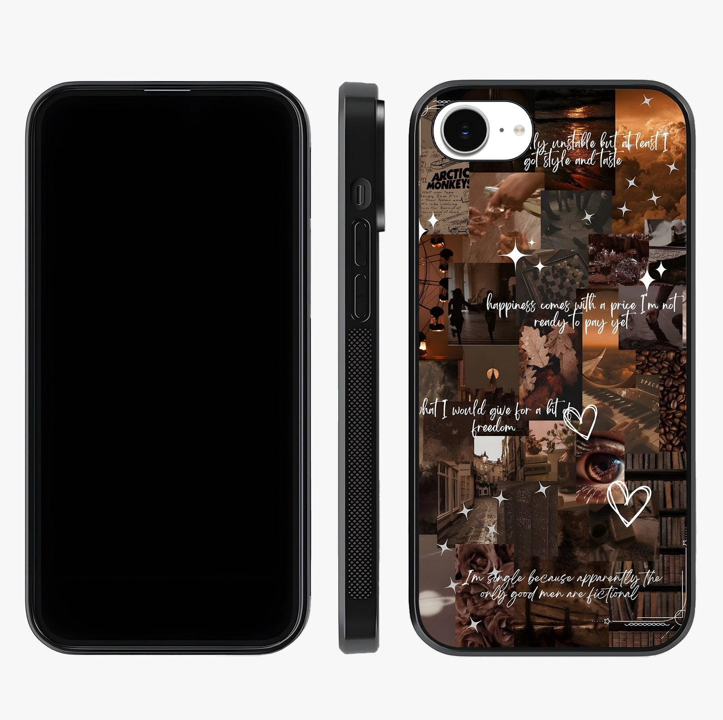 Bittersweet Aesthetic Chaos Glass Case displayed upright for full design visibility and premium finish.