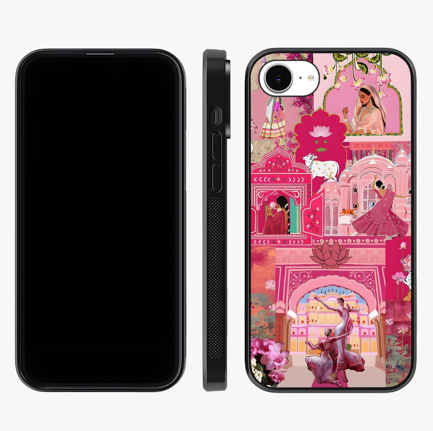 Blossoms Of Rajasthan Glass Case displayed upright for full design visibility and premium finish.
