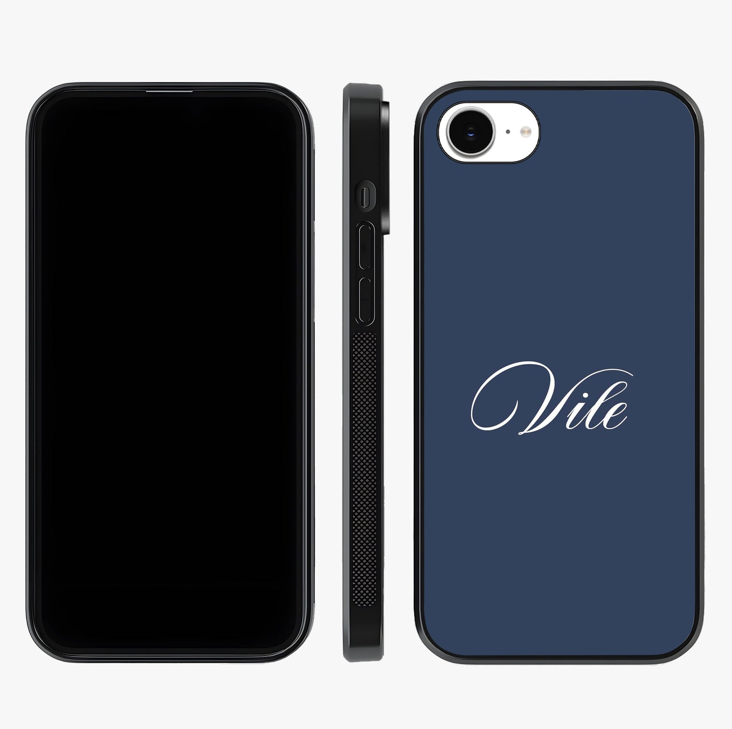 Blue Background Personalized Custom Name Glass Case displayed upright for full design visibility and premium finish.