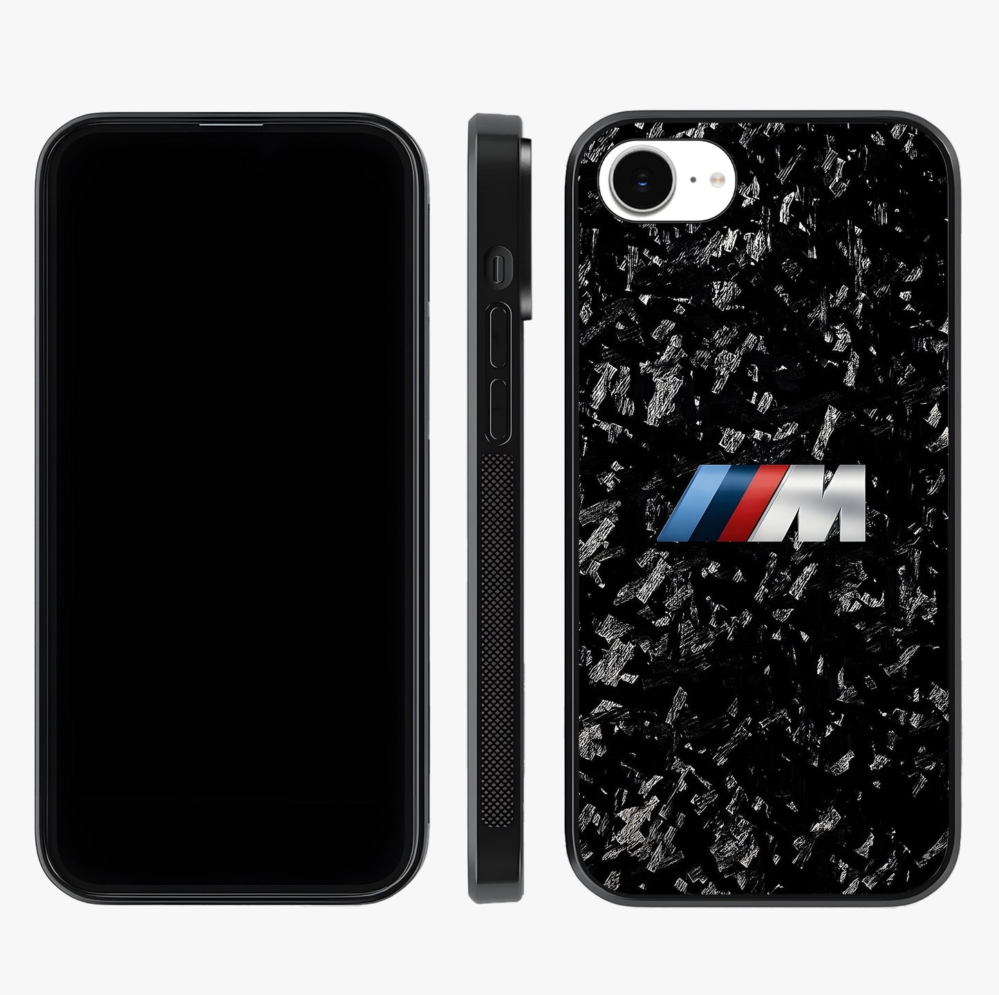 Carbon Speed Mark Glass Case displayed upright for full design visibility and premium finish.