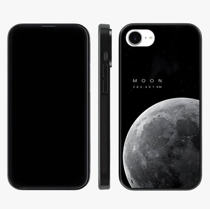 Cosmic Moon Glow Glass Case displayed upright for full design visibility and premium finish.