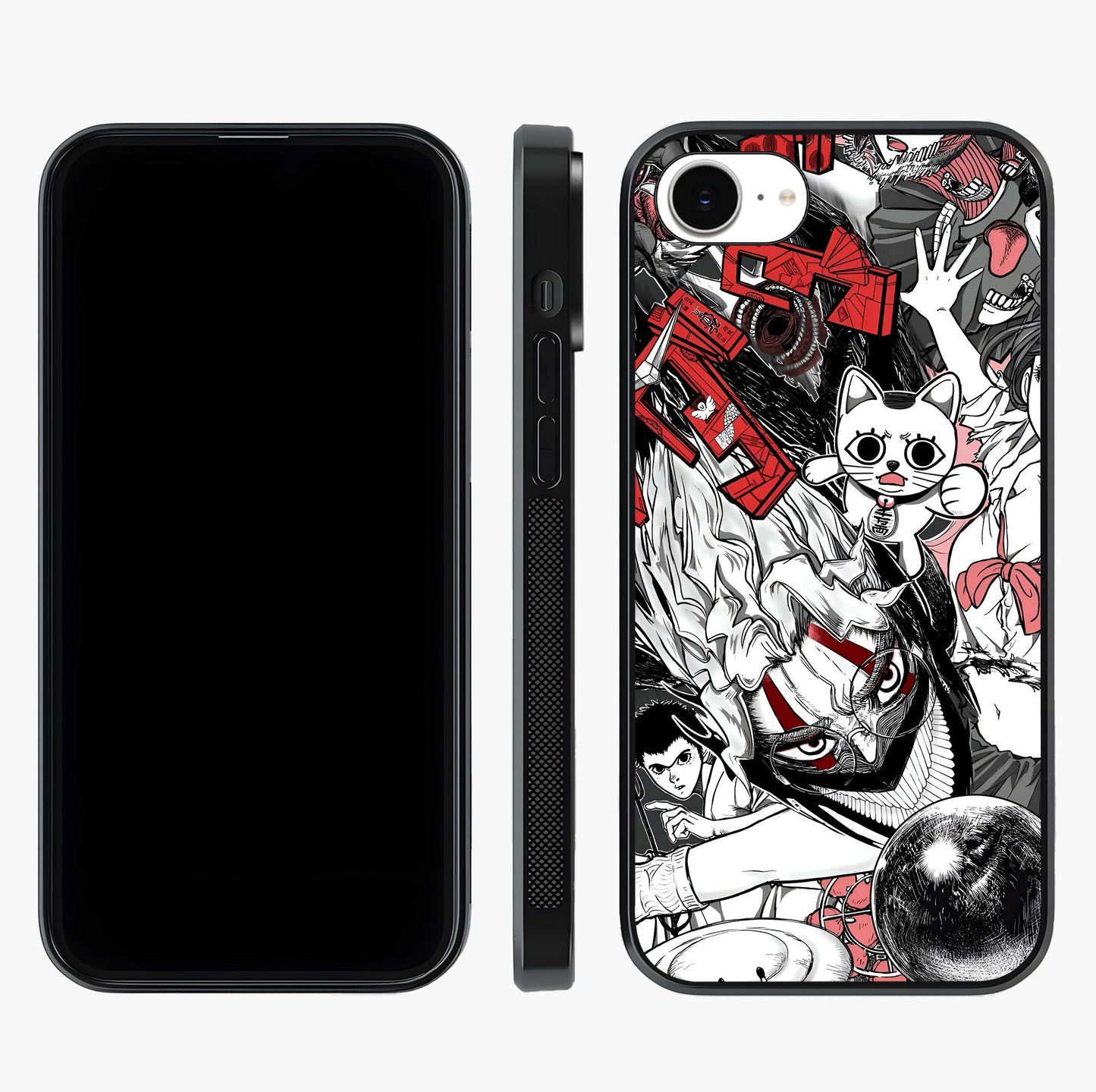 Crimson Chaos Panel Glass Case displayed upright for full design visibility and premium finish.