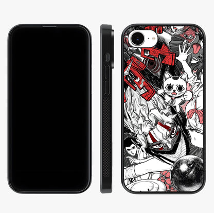 Crimson Chaos Panel Glass Case displayed upright for full design visibility and premium finish.