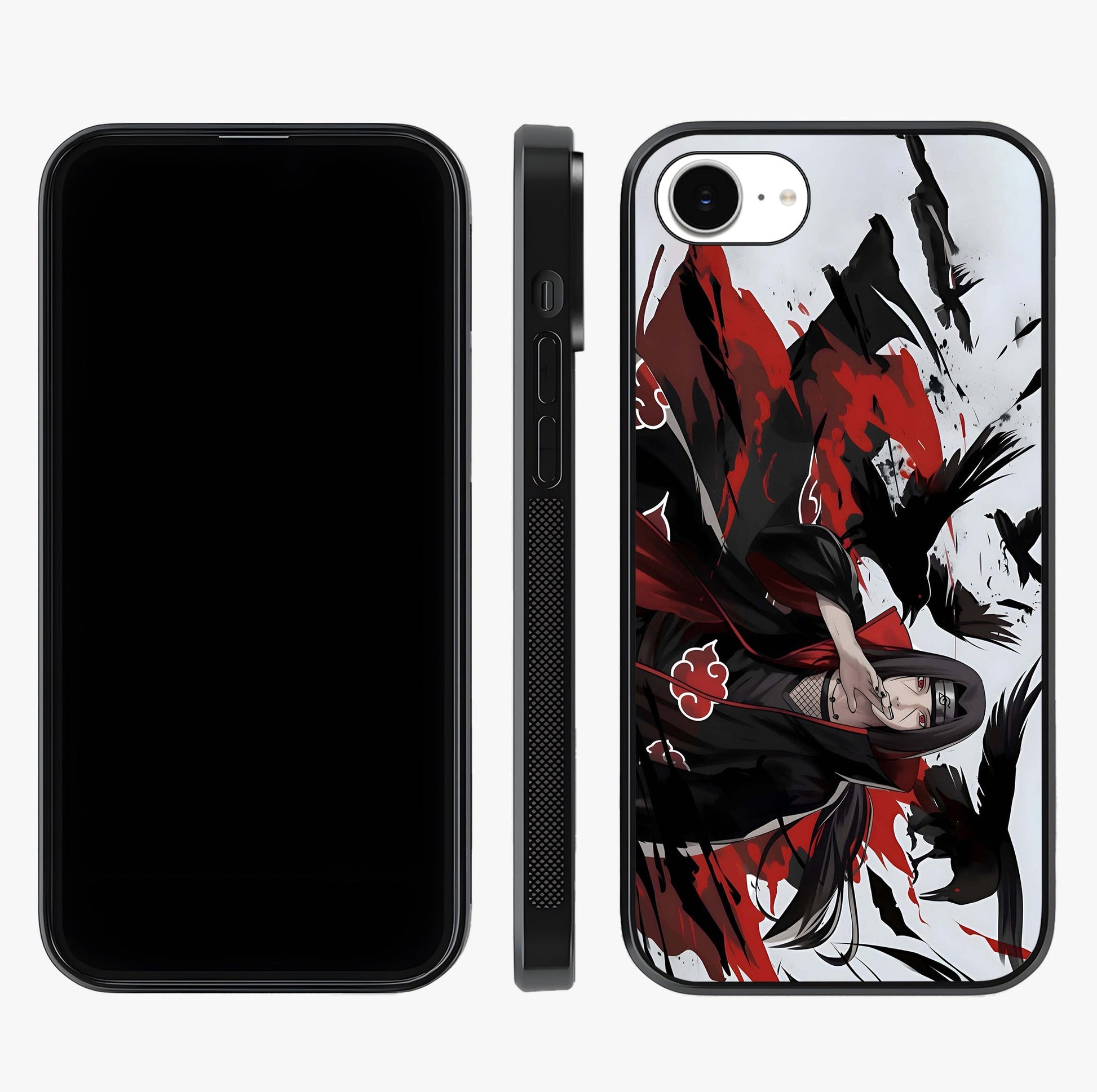 Crimson Crow Illusion Glass Case displayed upright for full design visibility and premium finish.