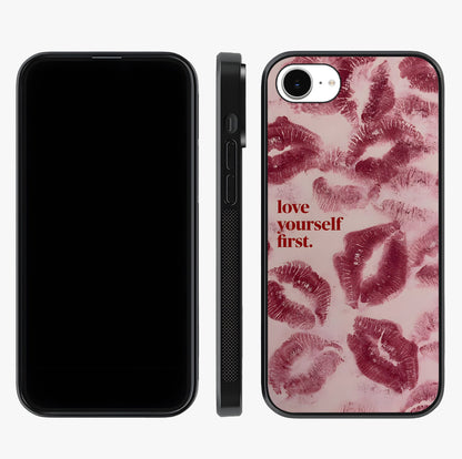 Crimson Kiss Love Glass Case displayed upright for full design visibility and premium finish.