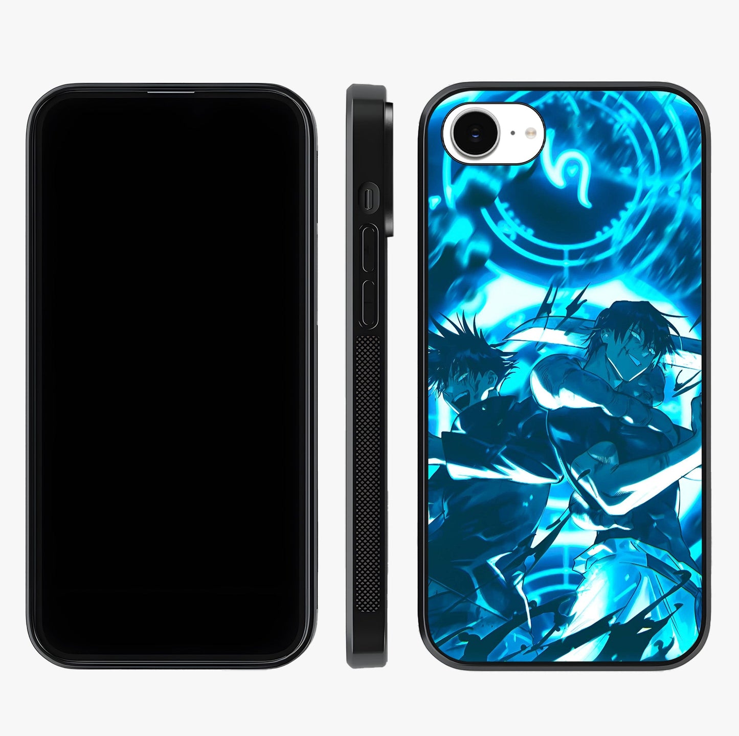 Cursed Energy Clash Glass Case displayed upright for full design visibility and premium finish.