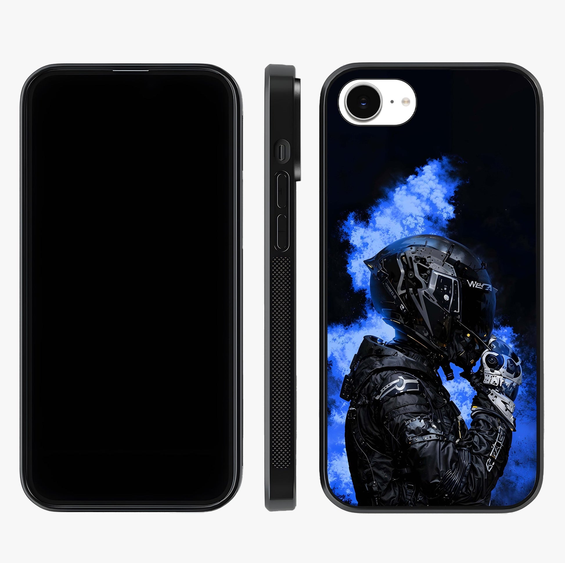 Cyber Sentinel Protocol Glass Case displayed upright for full design visibility and premium finish.