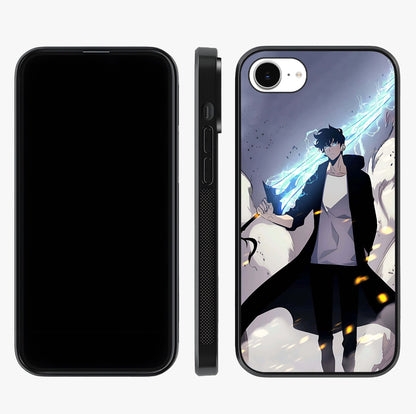 Dark Lightning Anime Warrior Glass Case displayed upright for full design visibility and premium finish.