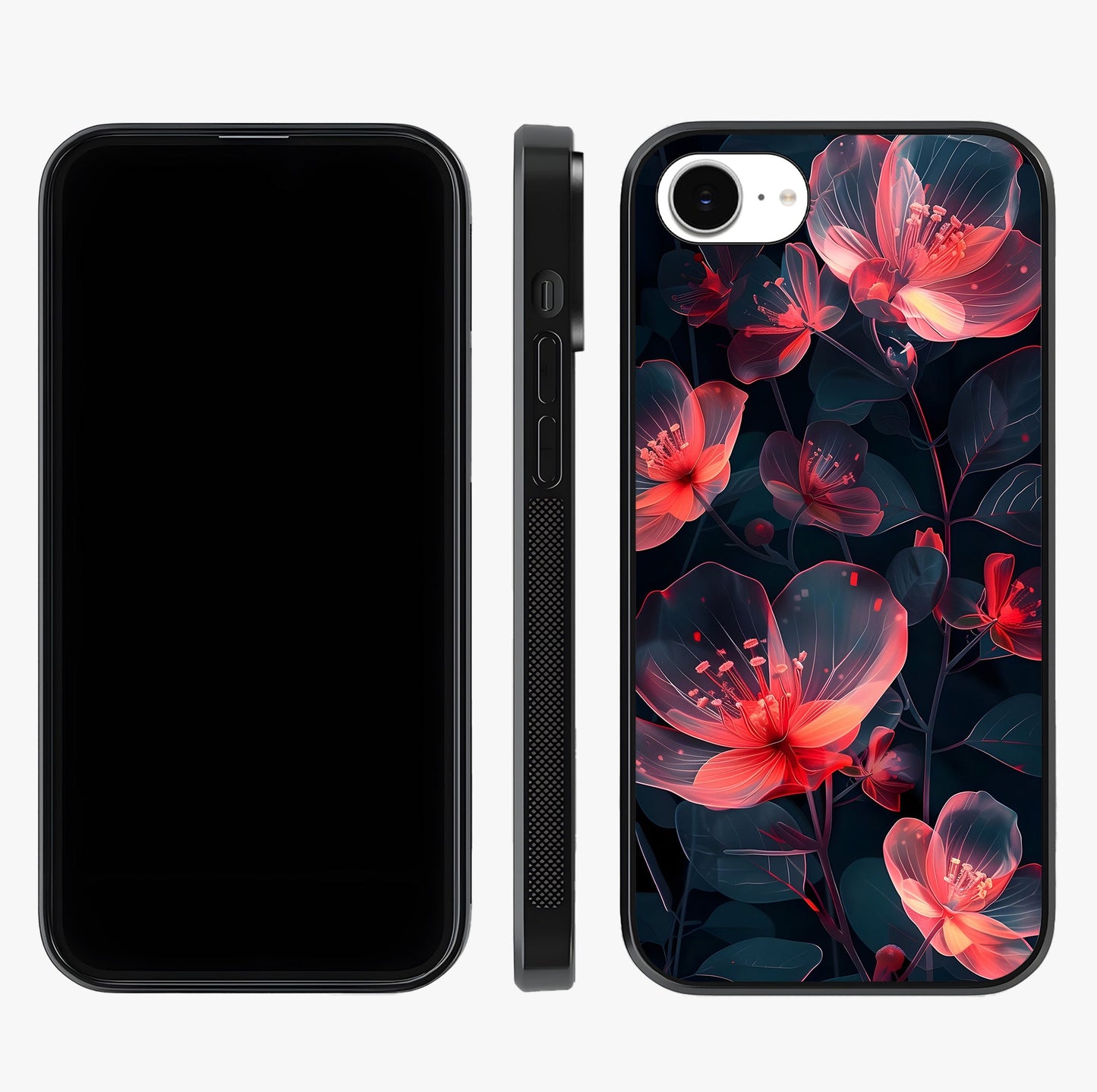 Dark Shade Of Flower Glass Case displayed upright for full design visibility and premium finish.