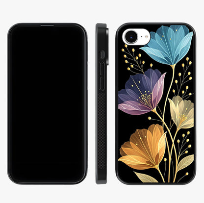 Delicate Multicolor Flowers Glass Case displayed upright for full design visibility and premium finish.