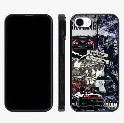 Die Young Glass Case displayed upright for full design visibility and premium finish.