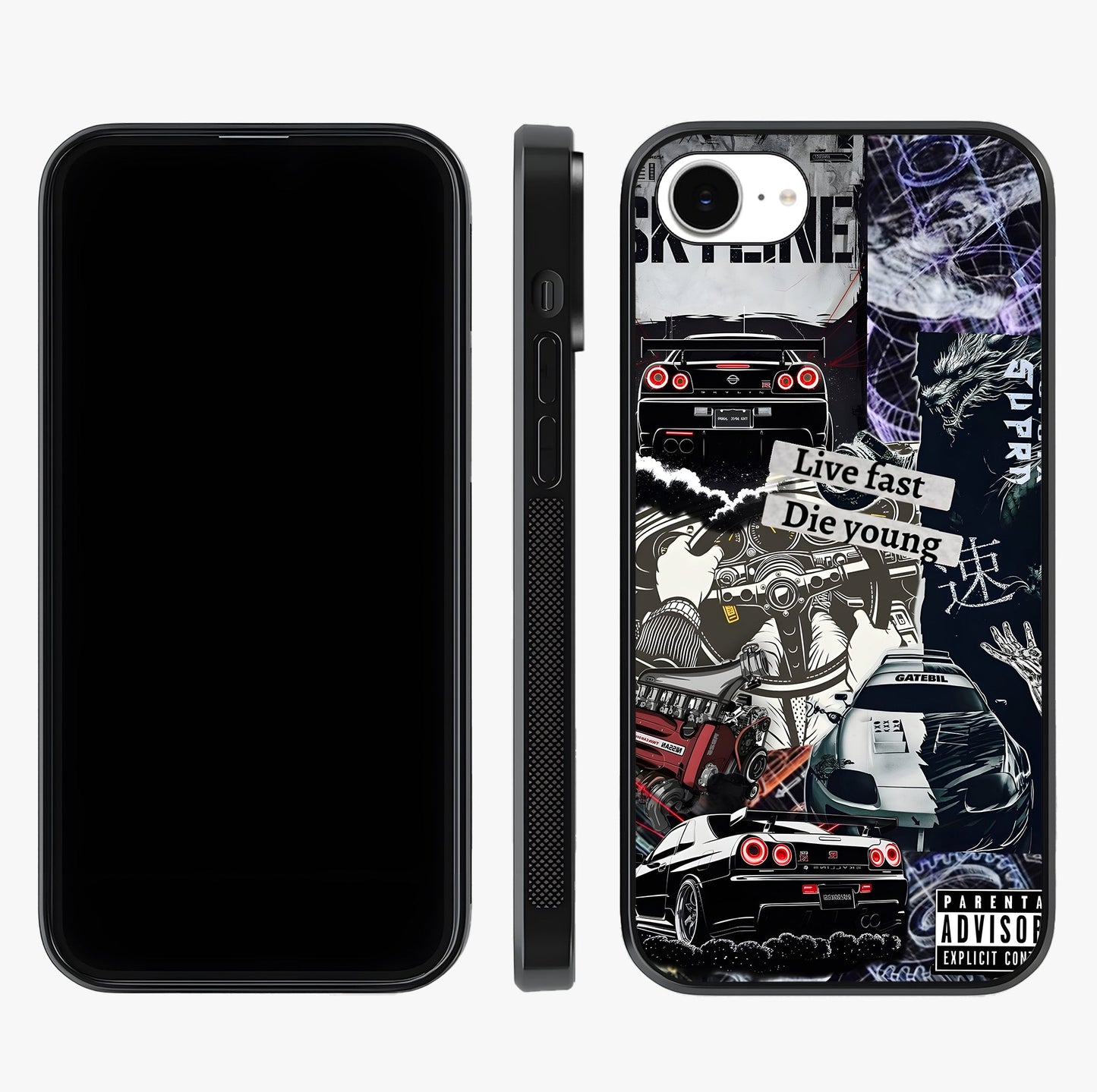 Die Young Glass Case displayed upright for full design visibility and premium finish.