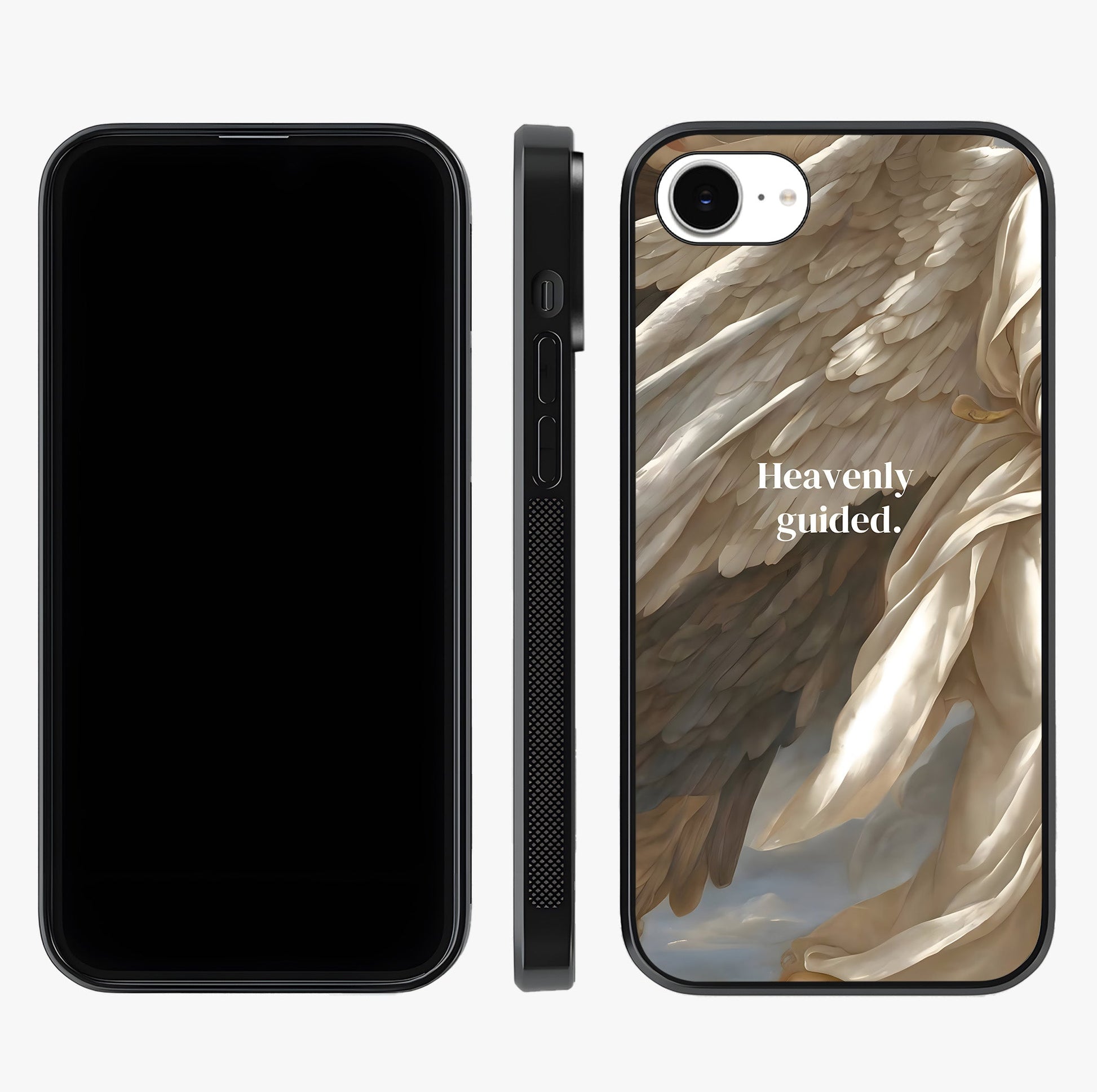 Divine Winged Grace Glass Case displayed upright for full design visibility and premium finish.