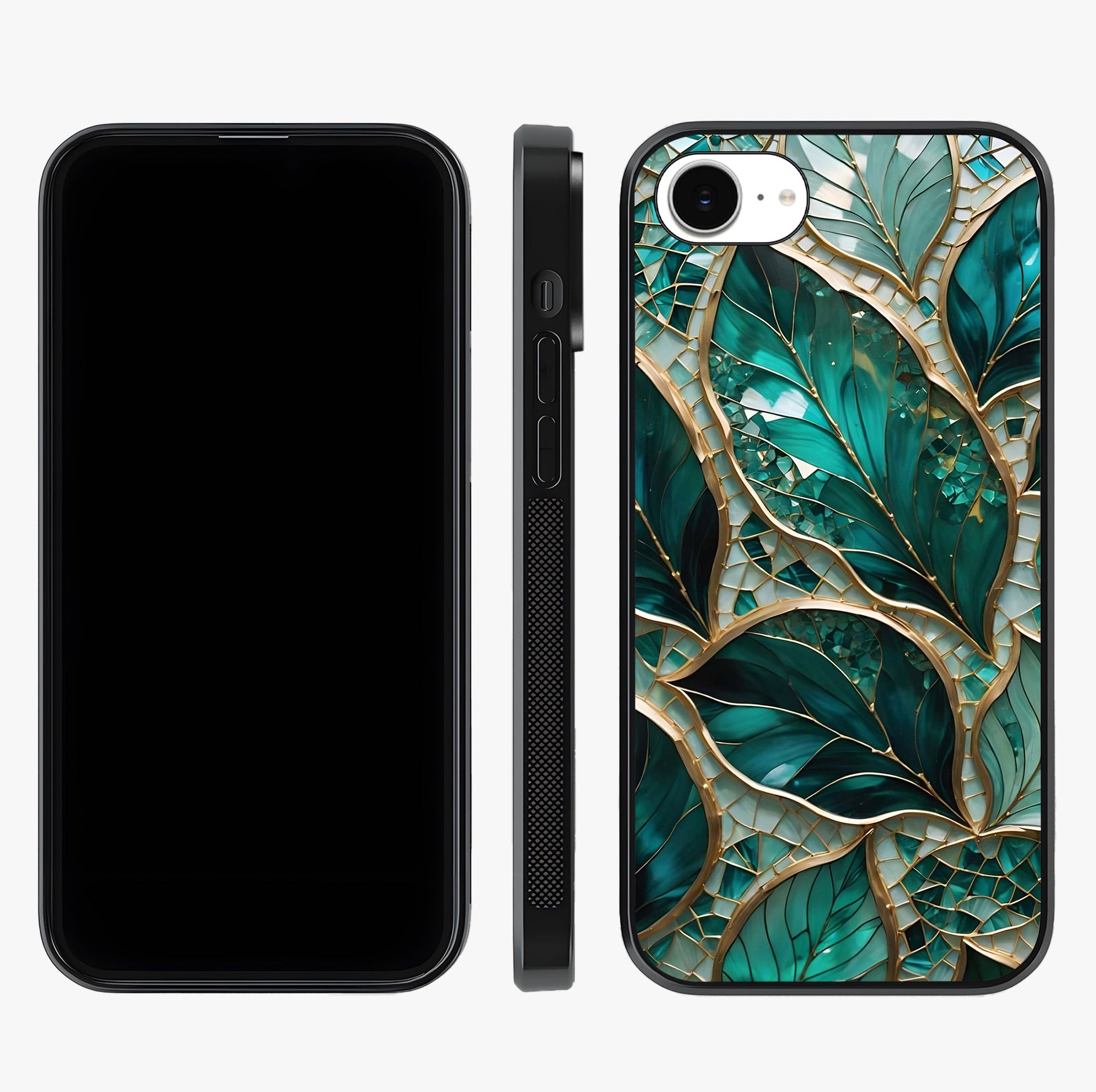 Emerald Leaf Glass Glass Case displayed upright for full design visibility and premium finish.