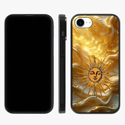 Eternal Golden Glow Glass Case displayed upright for full design visibility and premium finish.