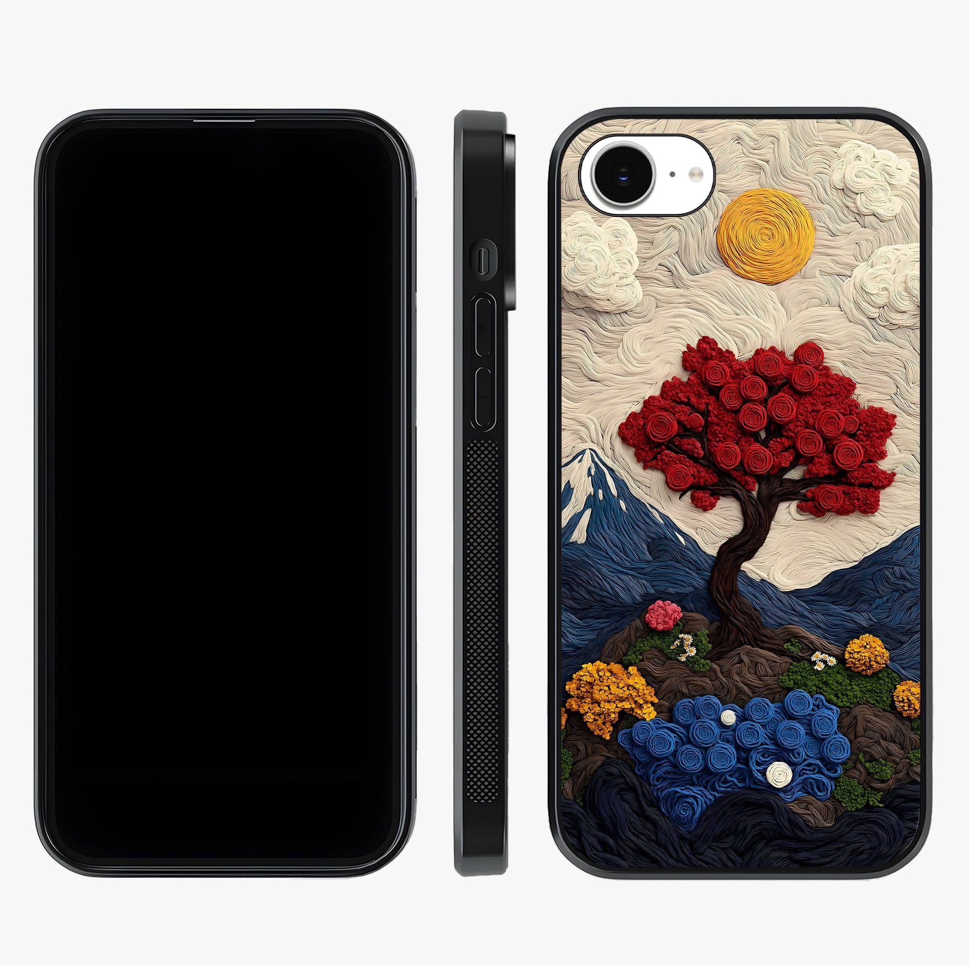 Eternal Nature Tapestry Glass Case displayed upright for full design visibility and premium finish.