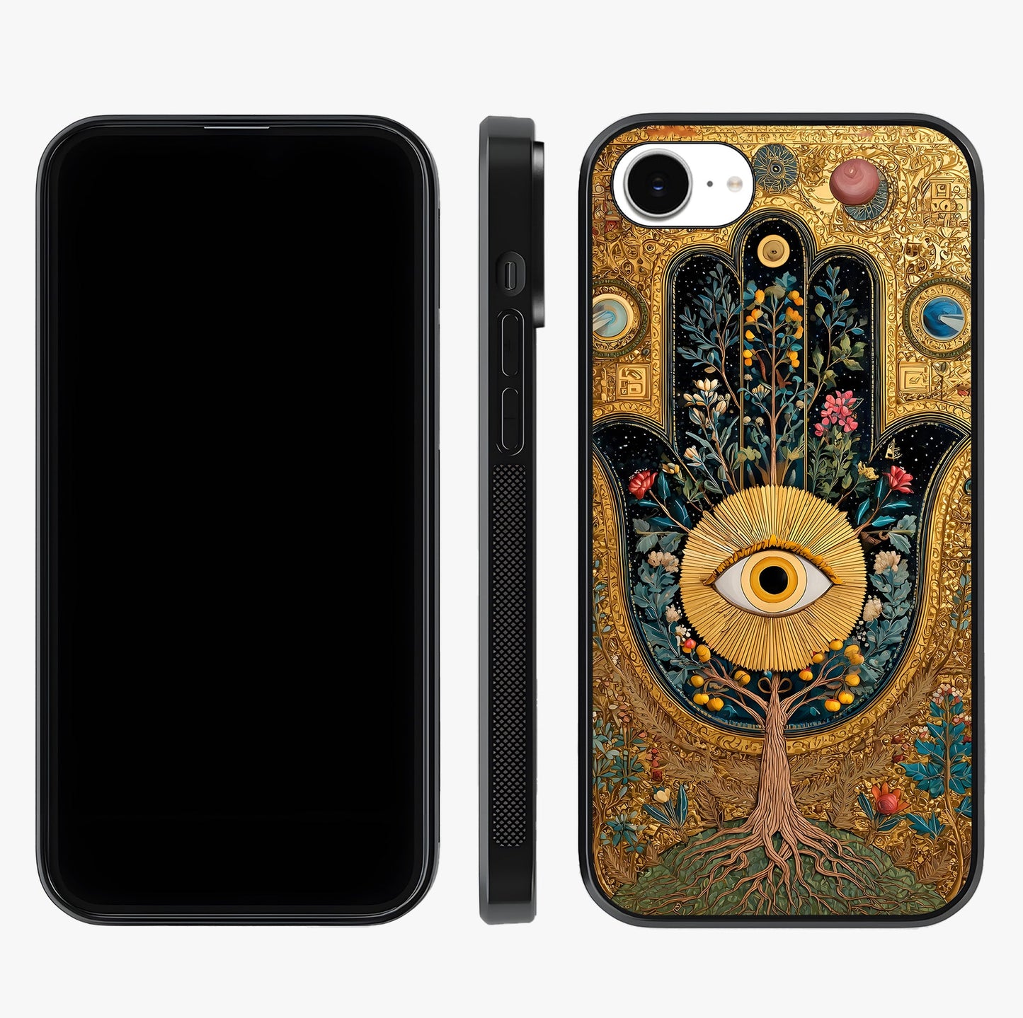 Ethereal Evil Eye Glass Case displayed upright for full design visibility and premium finish.
