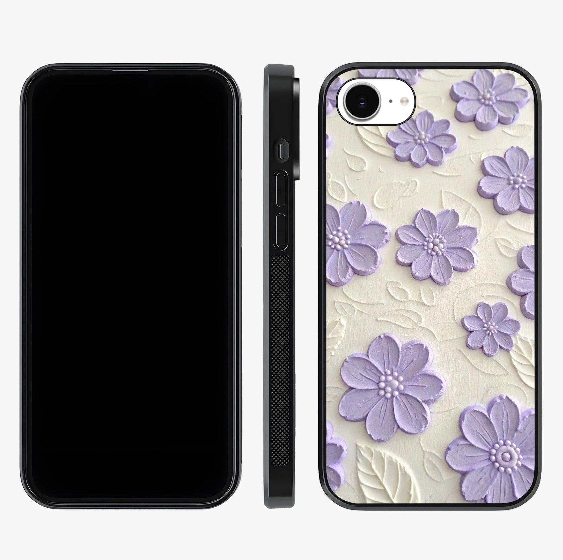 Floral Wall Art With Purple Flowers Glass Case displayed upright for full design visibility and premium finish.