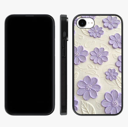 Floral Wall Art With Purple Flowers Glass Case displayed upright for full design visibility and premium finish.