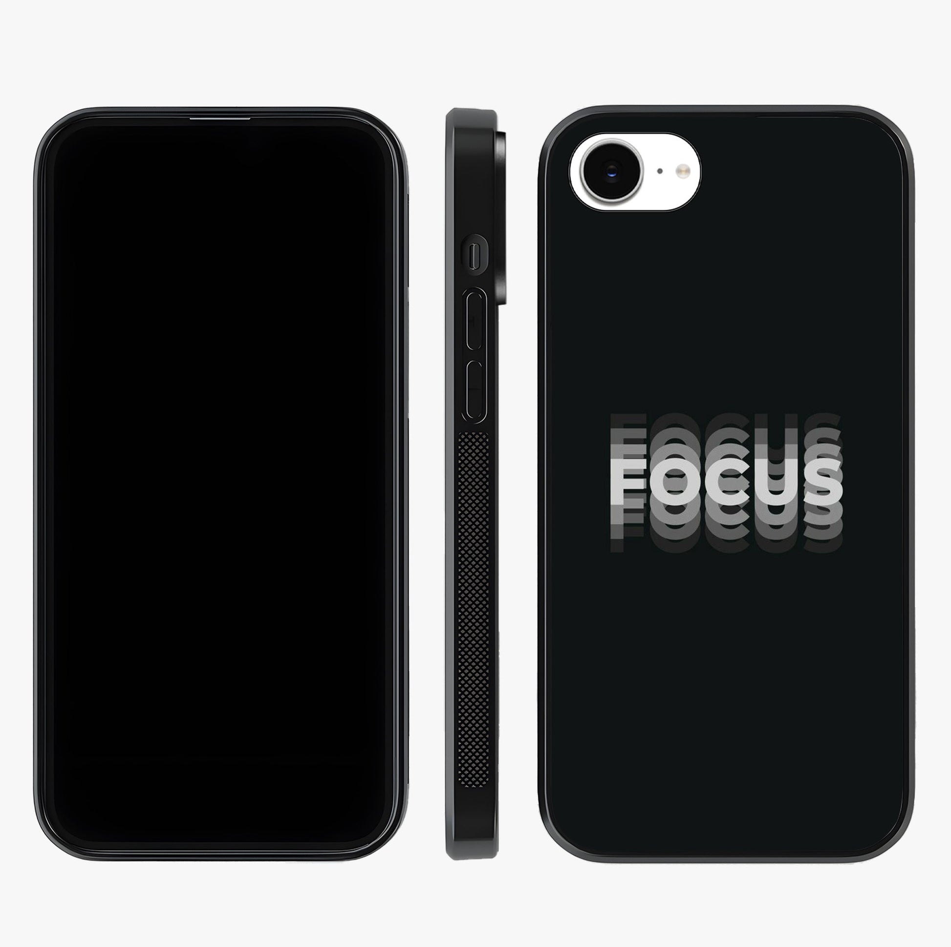 Focus Mode On Glass Case displayed upright for full design visibility and premium finish.