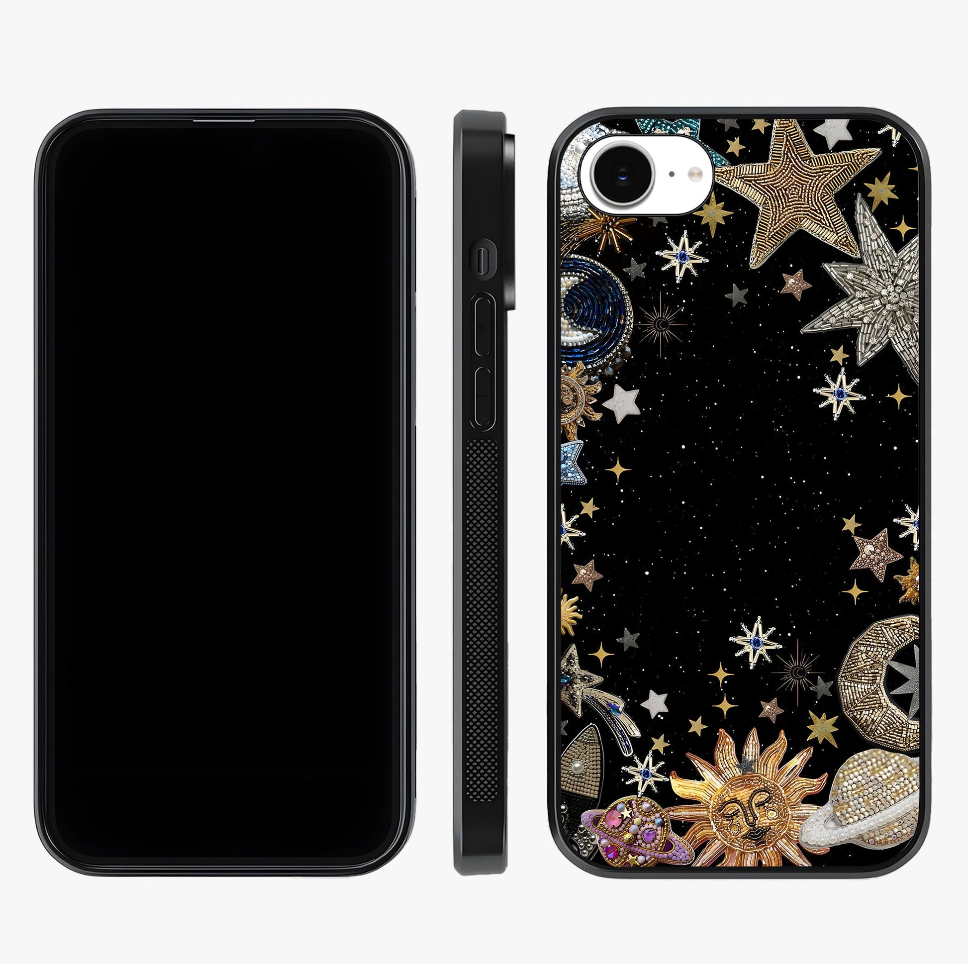 Galactic Jewel Stars Glass Case displayed upright for full design visibility and premium finish.