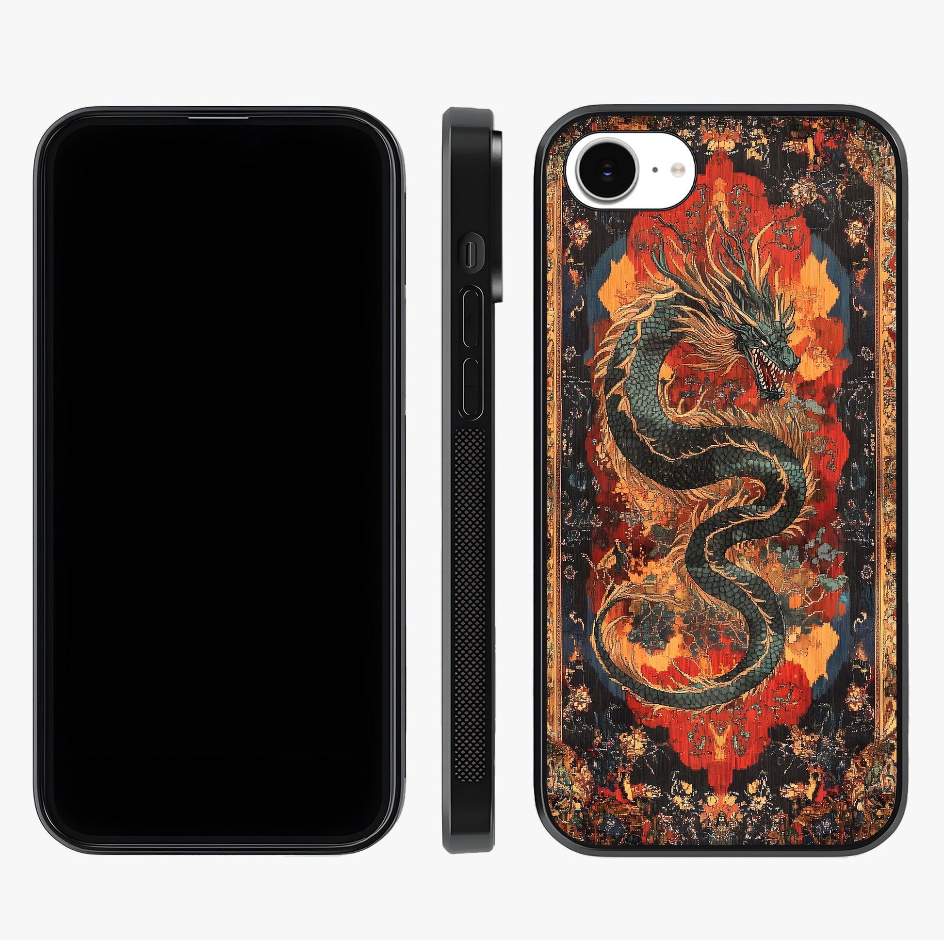 Inferno Dragon Soul Glass Case displayed upright for full design visibility and premium finish.