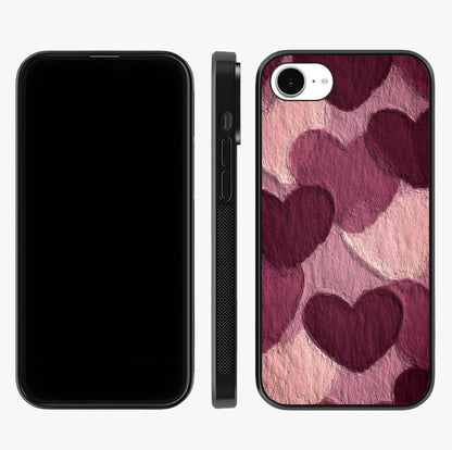 Layered Paper Hearts Glass Case displayed upright for full design visibility and premium finish.