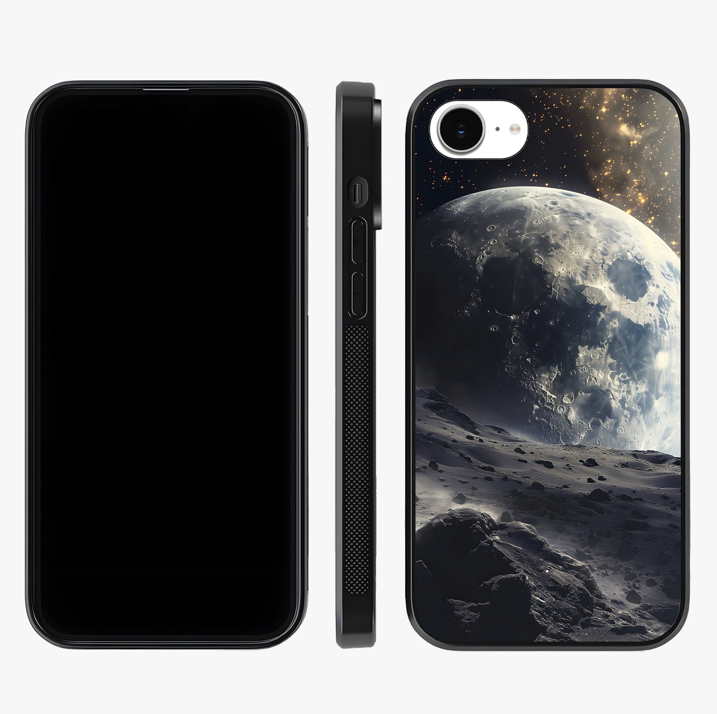 Lunar Horizon Glow Glass Case displayed upright for full design visibility and premium finish.