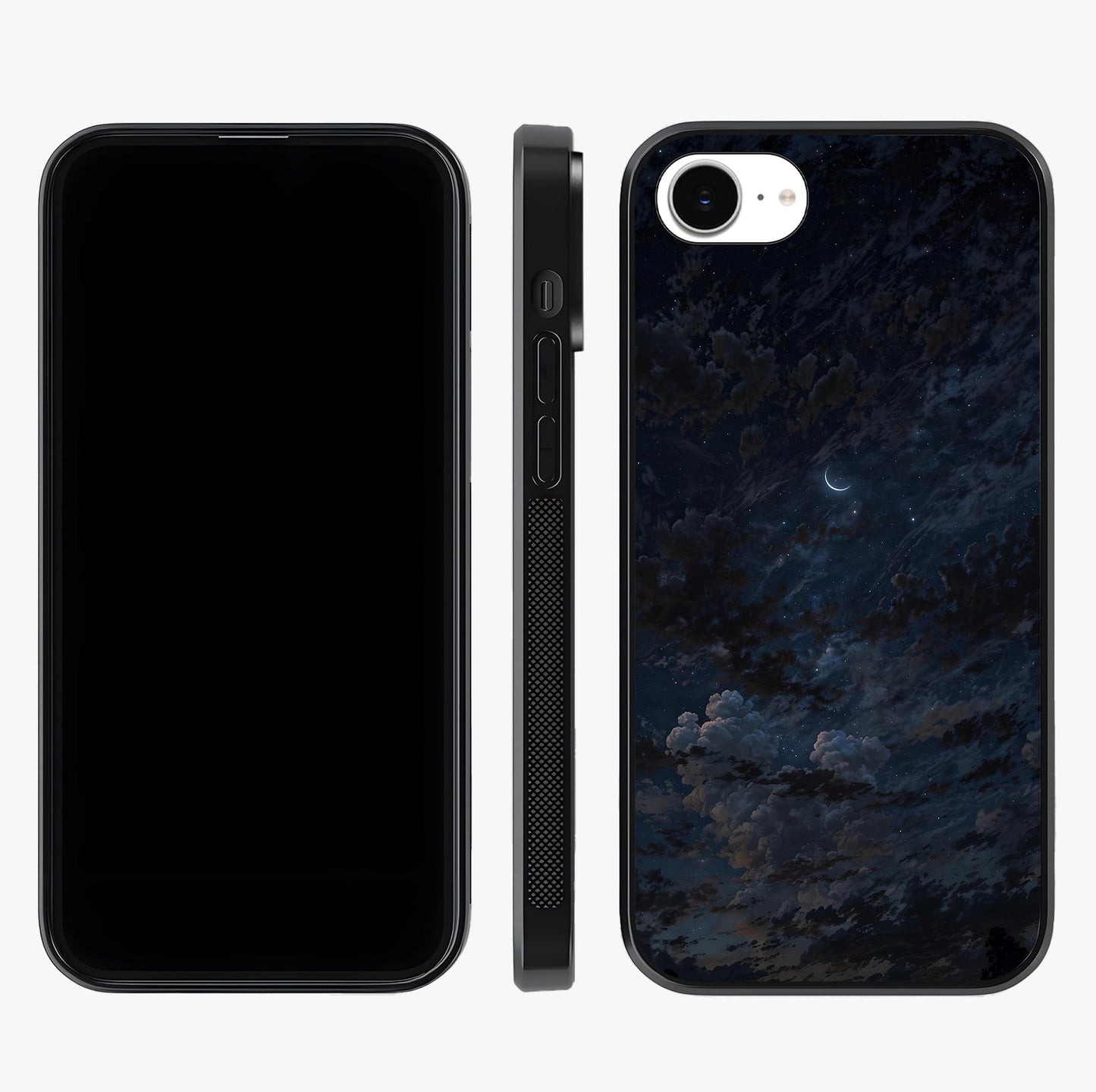 Lunar Veil Silence Glass Case displayed upright for full design visibility and premium finish.