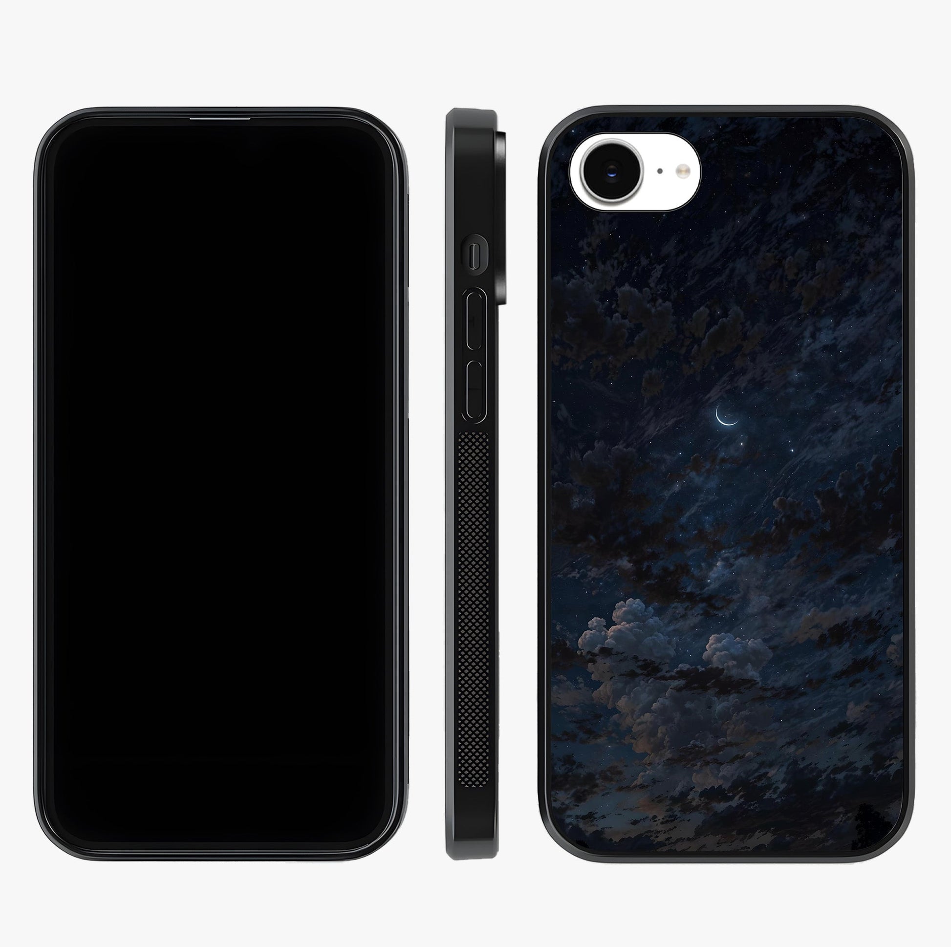 Lunar Veil Silence Glass Case displayed upright for full design visibility and premium finish.