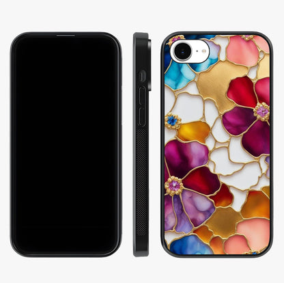 Marble Flower Pattern Glass Case displayed upright for full design visibility and premium finish.