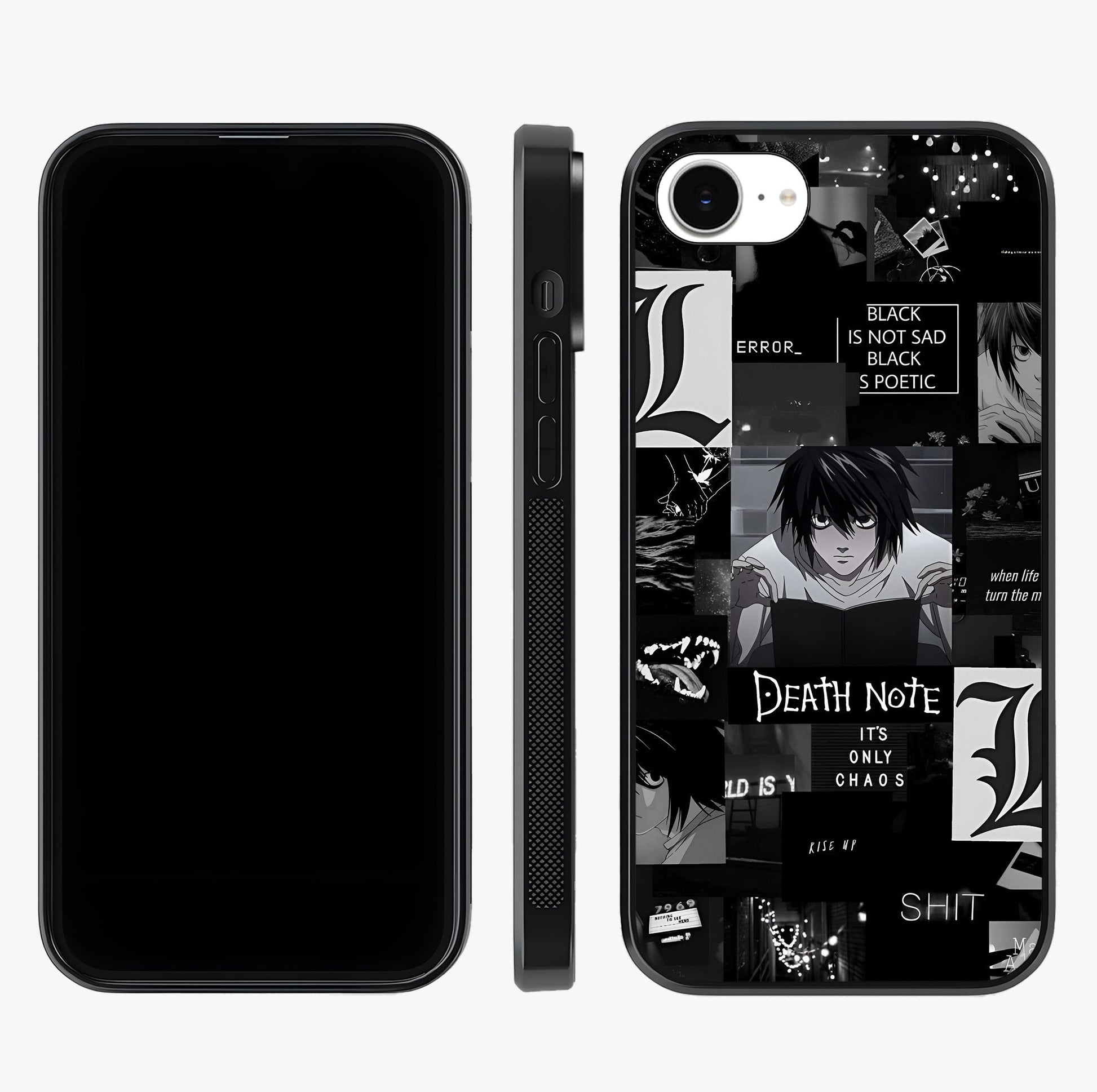 Midnight Chaos Mind Glass Case displayed upright for full design visibility and premium finish.