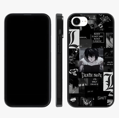 Midnight Chaos Mind Glass Case displayed upright for full design visibility and premium finish.