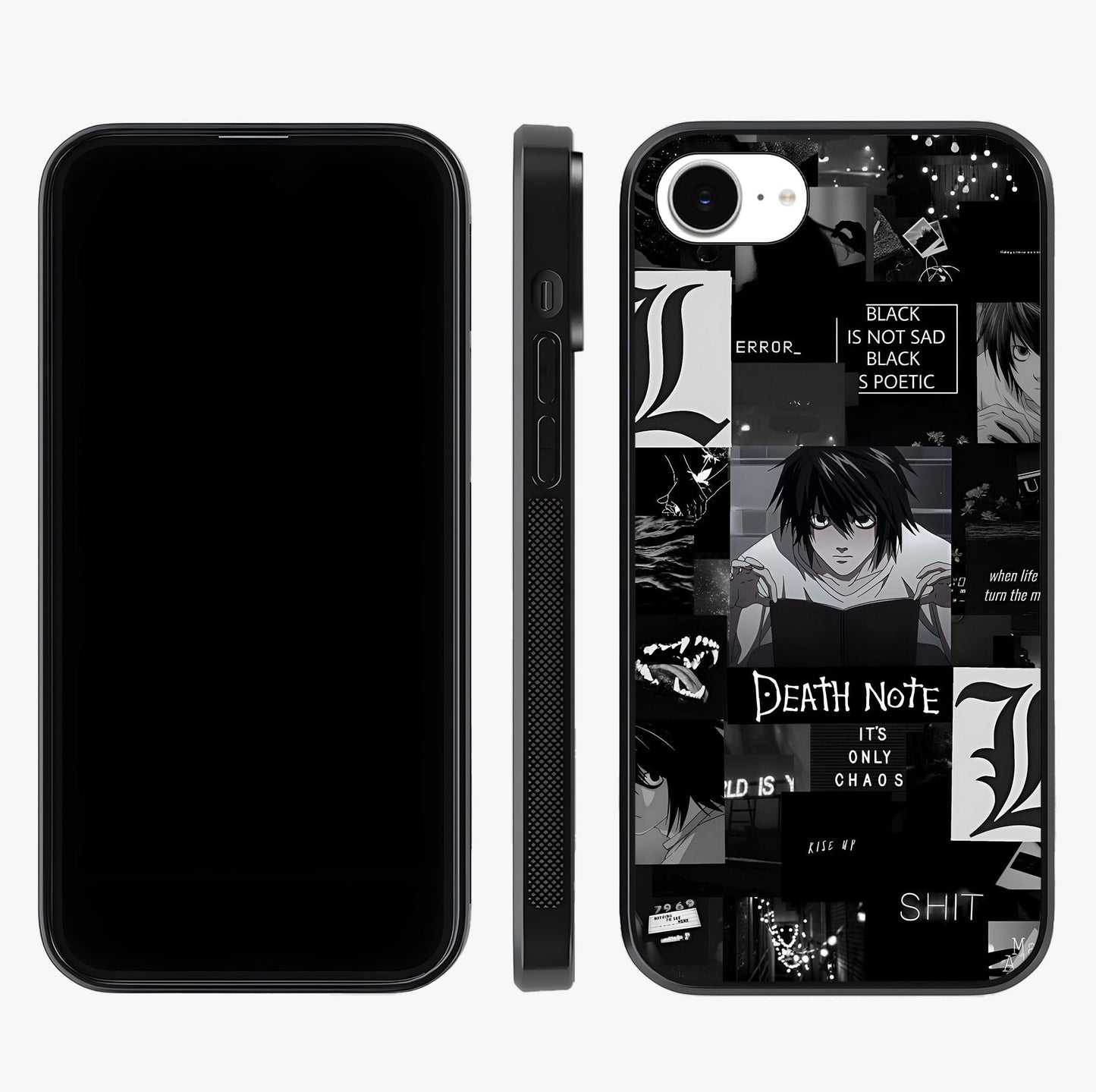 Midnight Chaos Mind Glass Case displayed upright for full design visibility and premium finish.