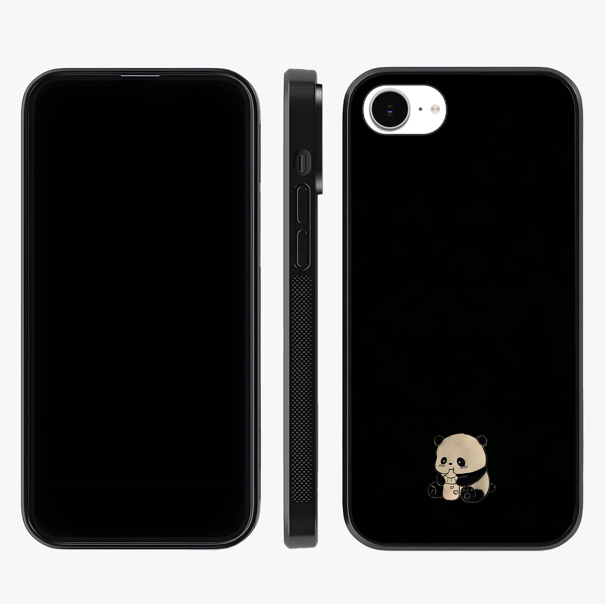 Midnight Panda Love Glass Case displayed upright for full design visibility and premium finish.