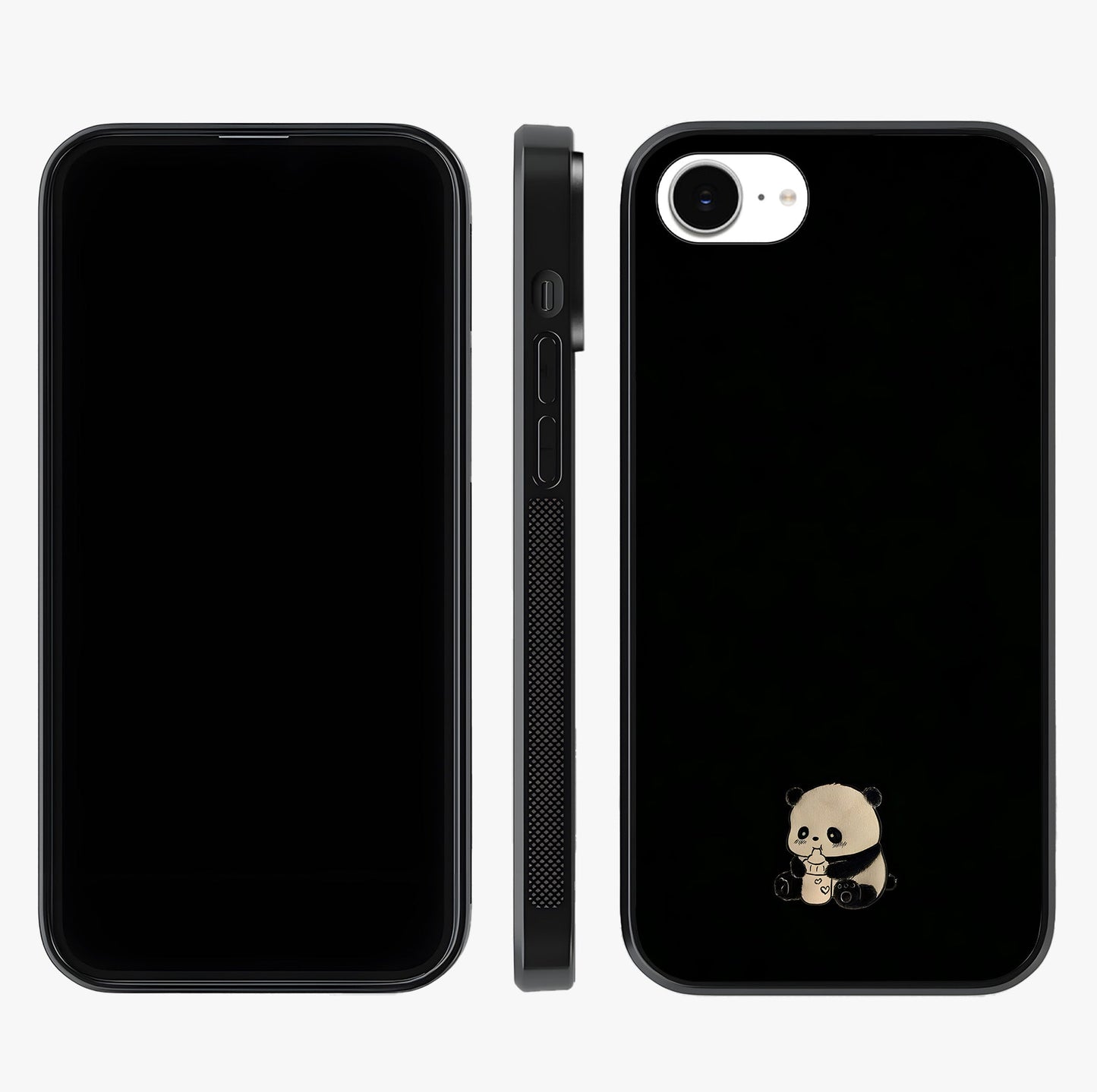 Midnight Panda Love Glass Case displayed upright for full design visibility and premium finish.