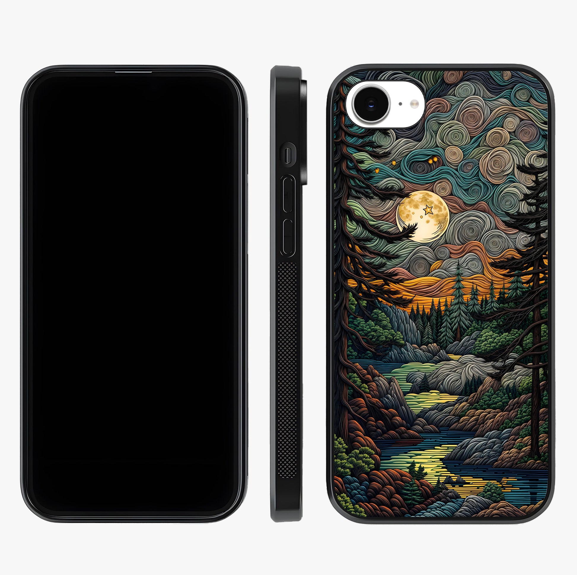 Moonlight Forest Dream Glass Case displayed upright for full design visibility and premium finish.