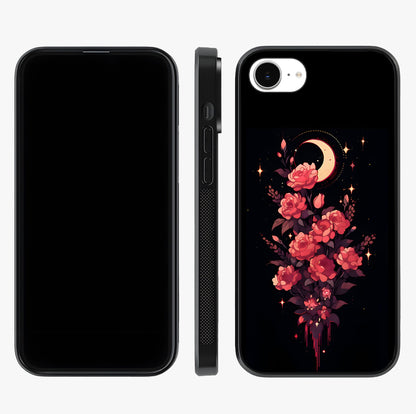 Moonlit Floral Elegance Glass Case displayed upright for full design visibility and premium finish.