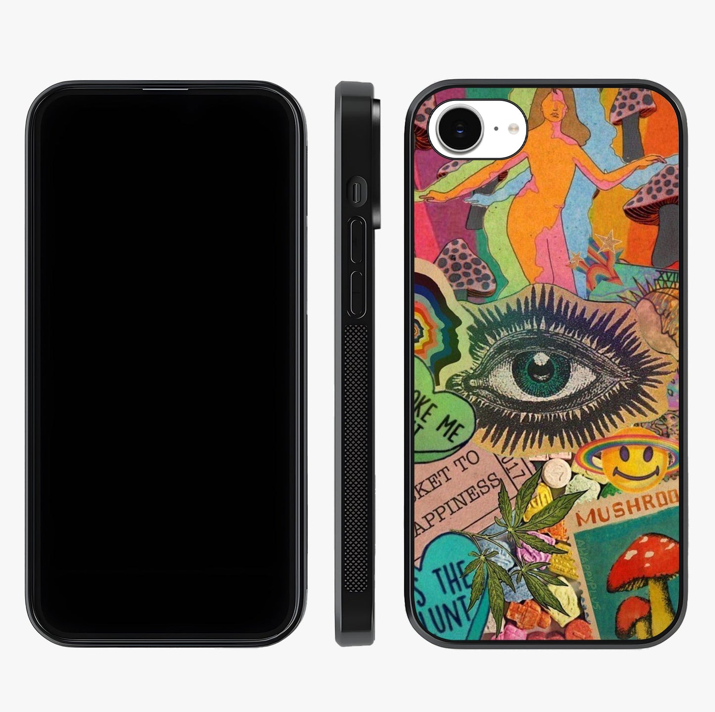 Mystic Eye Wonderland Glass Case displayed upright for full design visibility and premium finish.