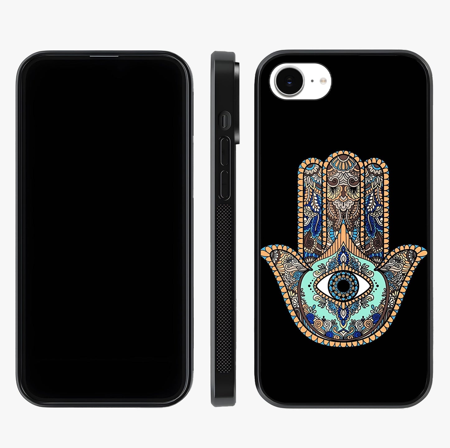 Mystic Hamsa Eye Glass Case displayed upright for full design visibility and premium finish.